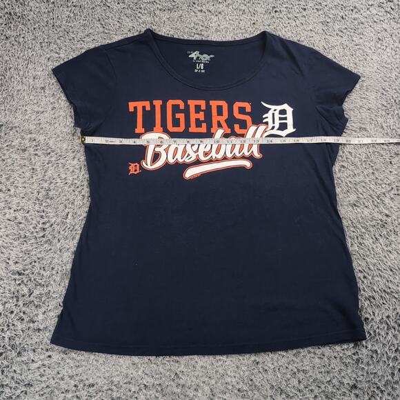 Detroit Tigers Shirt Women Large Blue MLB Baseball Lounge Graphic Tee Casual - Picture 3 of 6